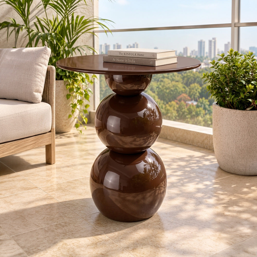 Modern Sculptural Side Table with Round Top