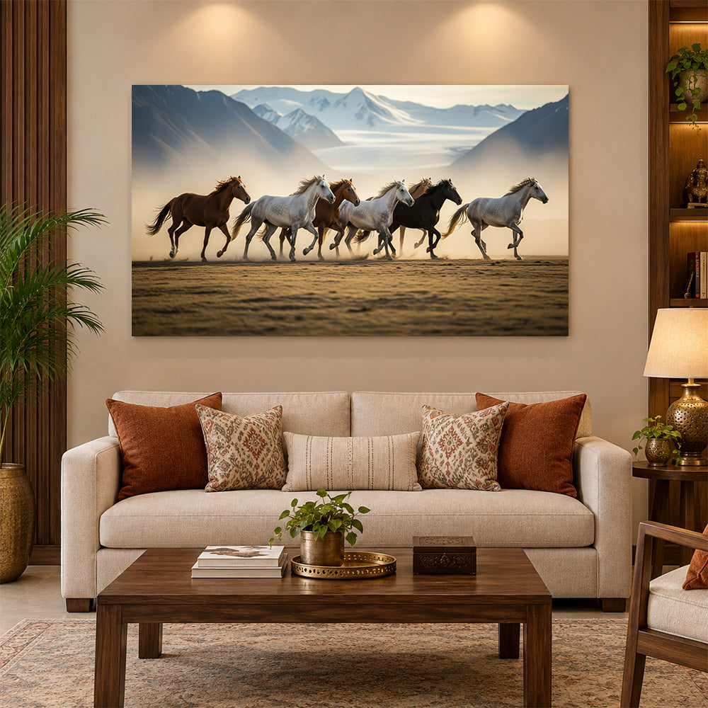 Horse Herd Sunset Canvas Wall Painting