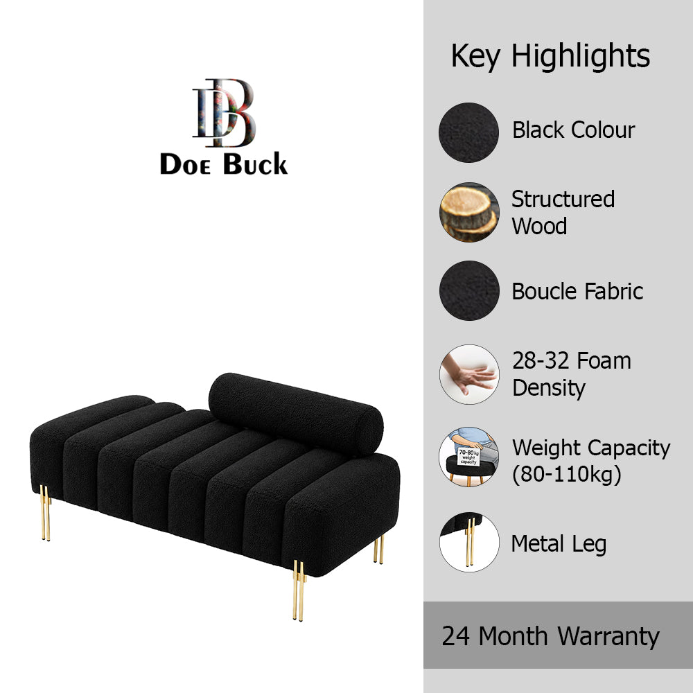 Doe Buck crest bench With Golden Legs|Black