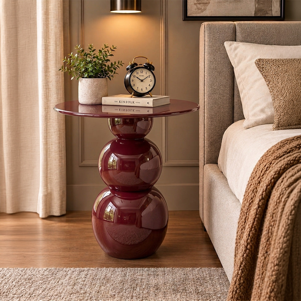Modern Sculptural Side Table with Round Top