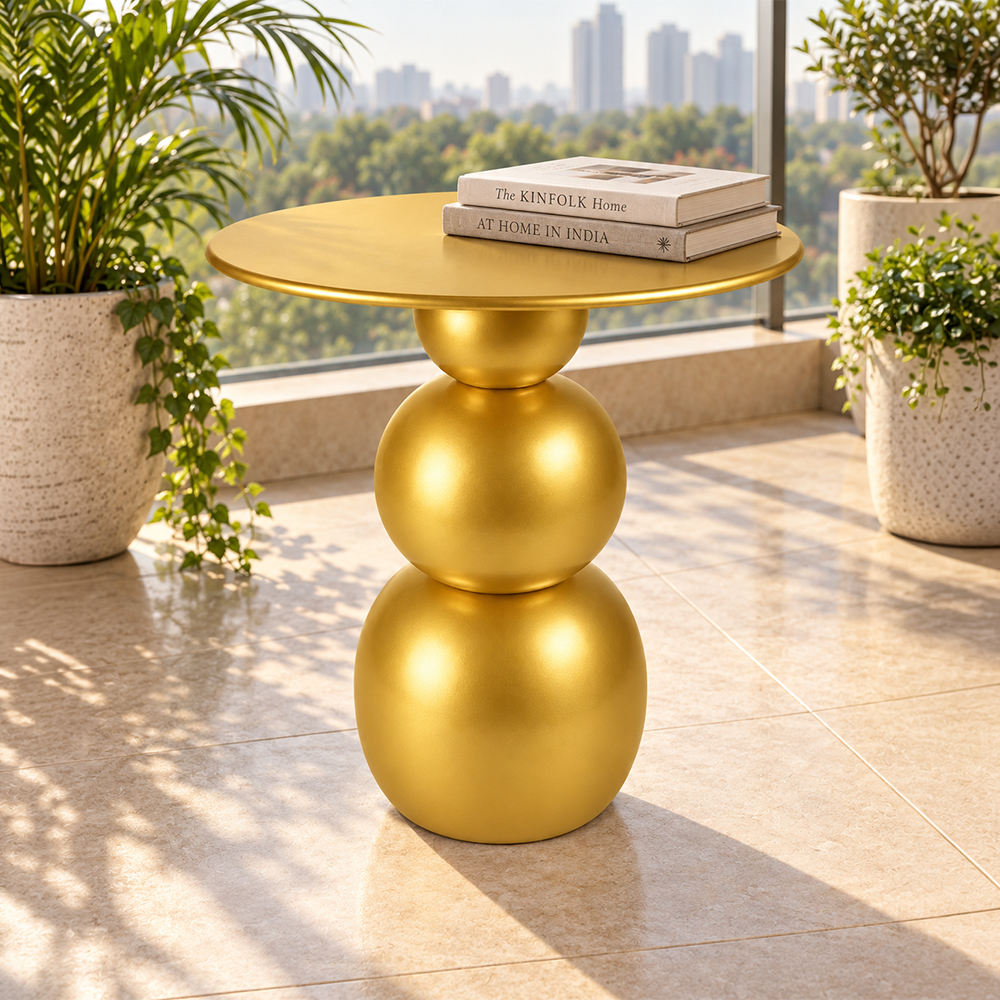 Modern Sculptural Side Table with Round Top