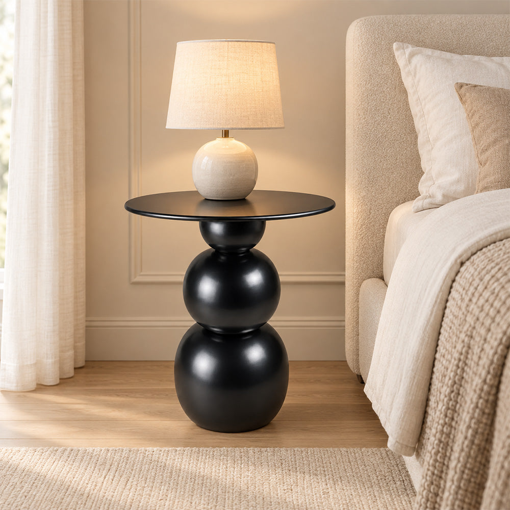 Modern Sculptural Side Table with Round Top