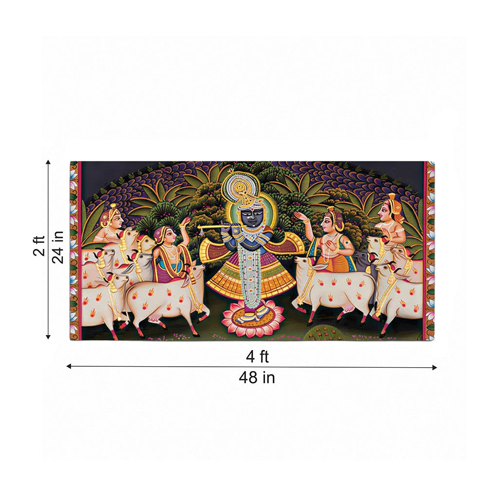 Lord Krishna Pichwai Style Canvas Wall Painting