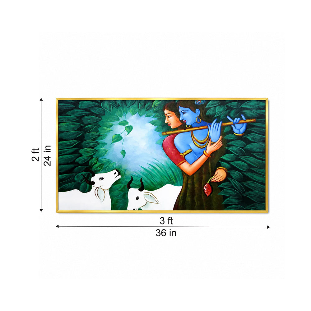 Radha Krishna in Forest Canvas Wall Painting