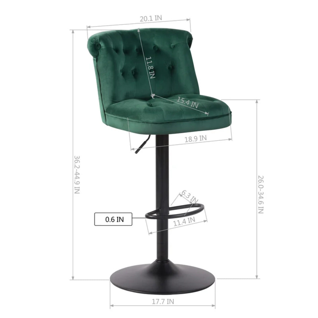 Cellan Swiel Adjustable Bar Stool - Green