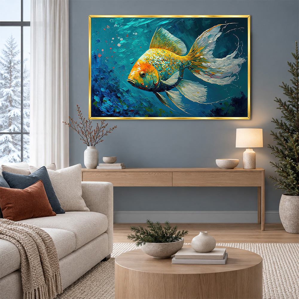 Sea turtle underwater canvas wall painting