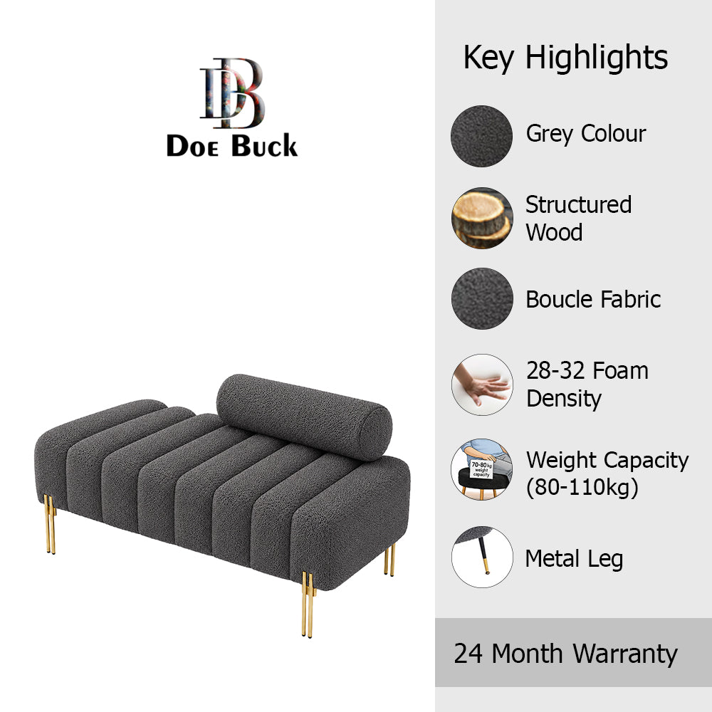 Doe Buck crest bench With Golden Legs|Grey