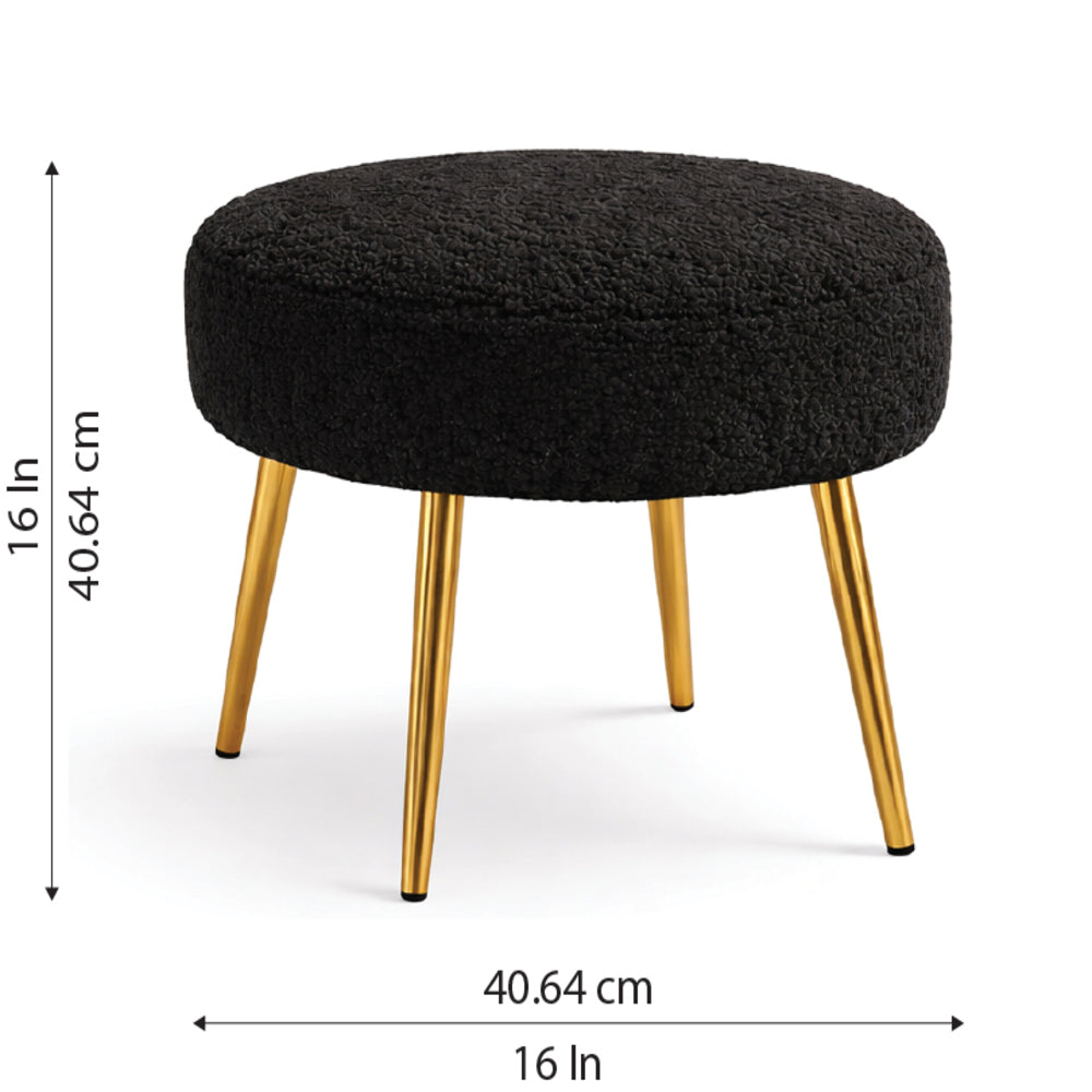 Luna Bouclé Ottoman With Golden Legs