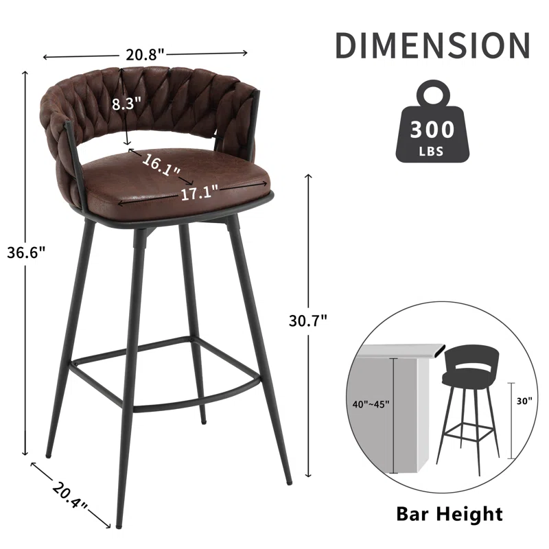 Presley Bar Stool - Dark Brown