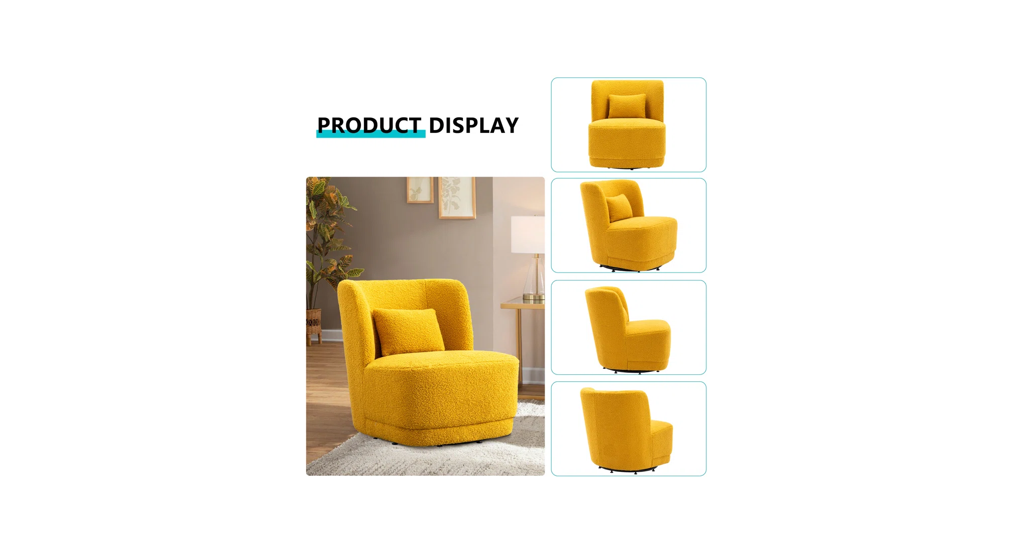 Deeda Barrel Chair Yellow | Upholstered Barrel Accent Chair Sun Yellow