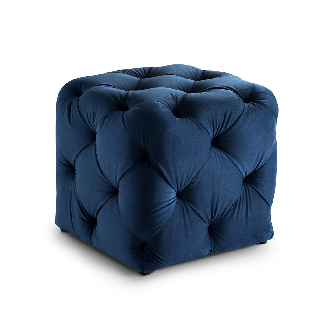 Square Tufted Velvet Ottaman/Poufee In Royal Blue