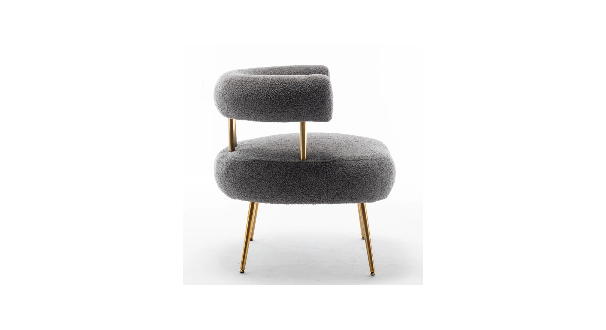 Bonnita Accent Chair Grey | Curved Fabric Accent Chair Stone Grey