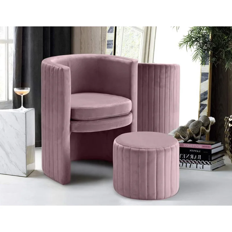 Schillar Chair With Ottoman Purple | Accent Chair With Ottoman Royal Purple