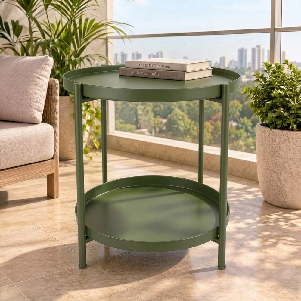Modern Metal 2-Tier Round Side Table
