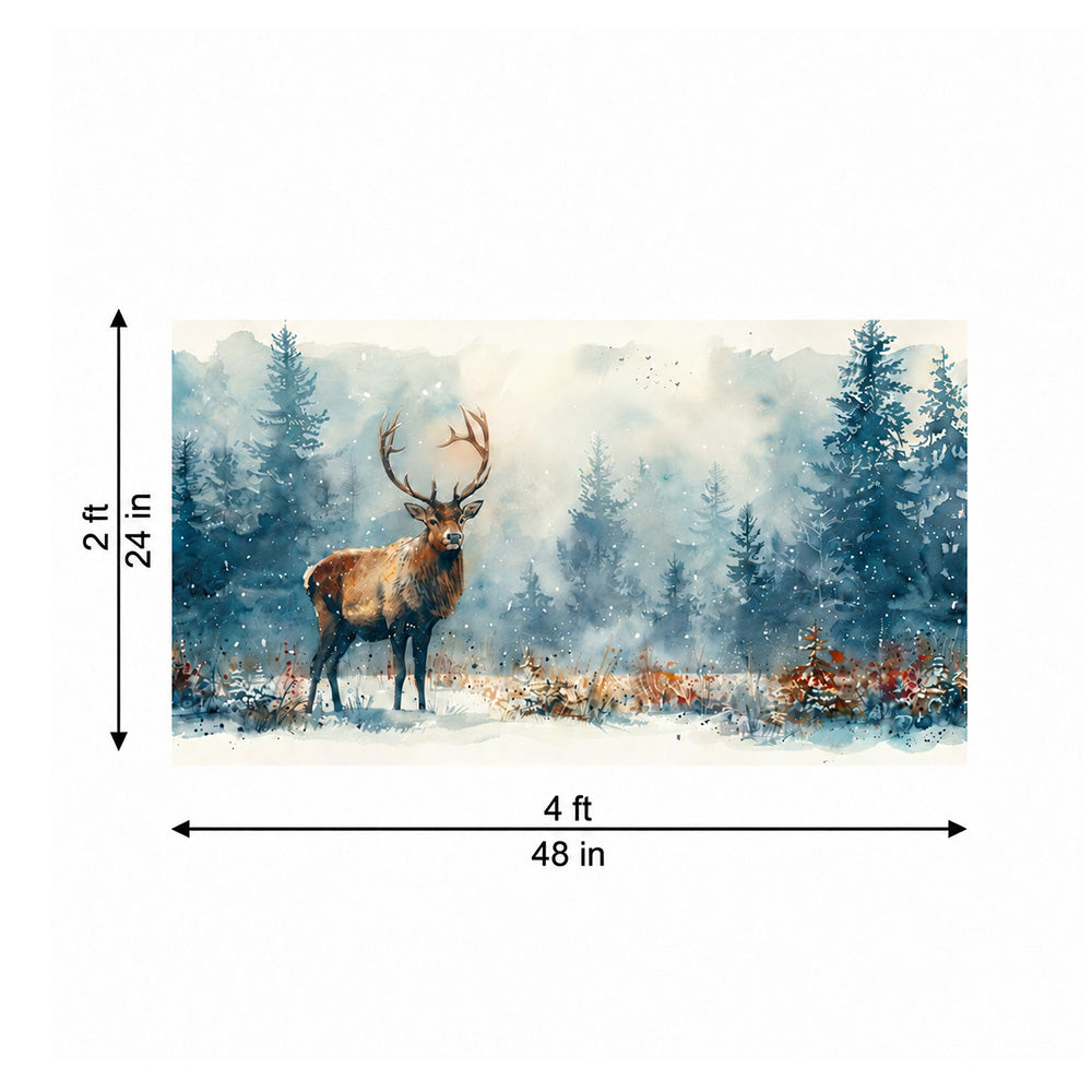 Winter Deer Landscape Canvas Wall Painting