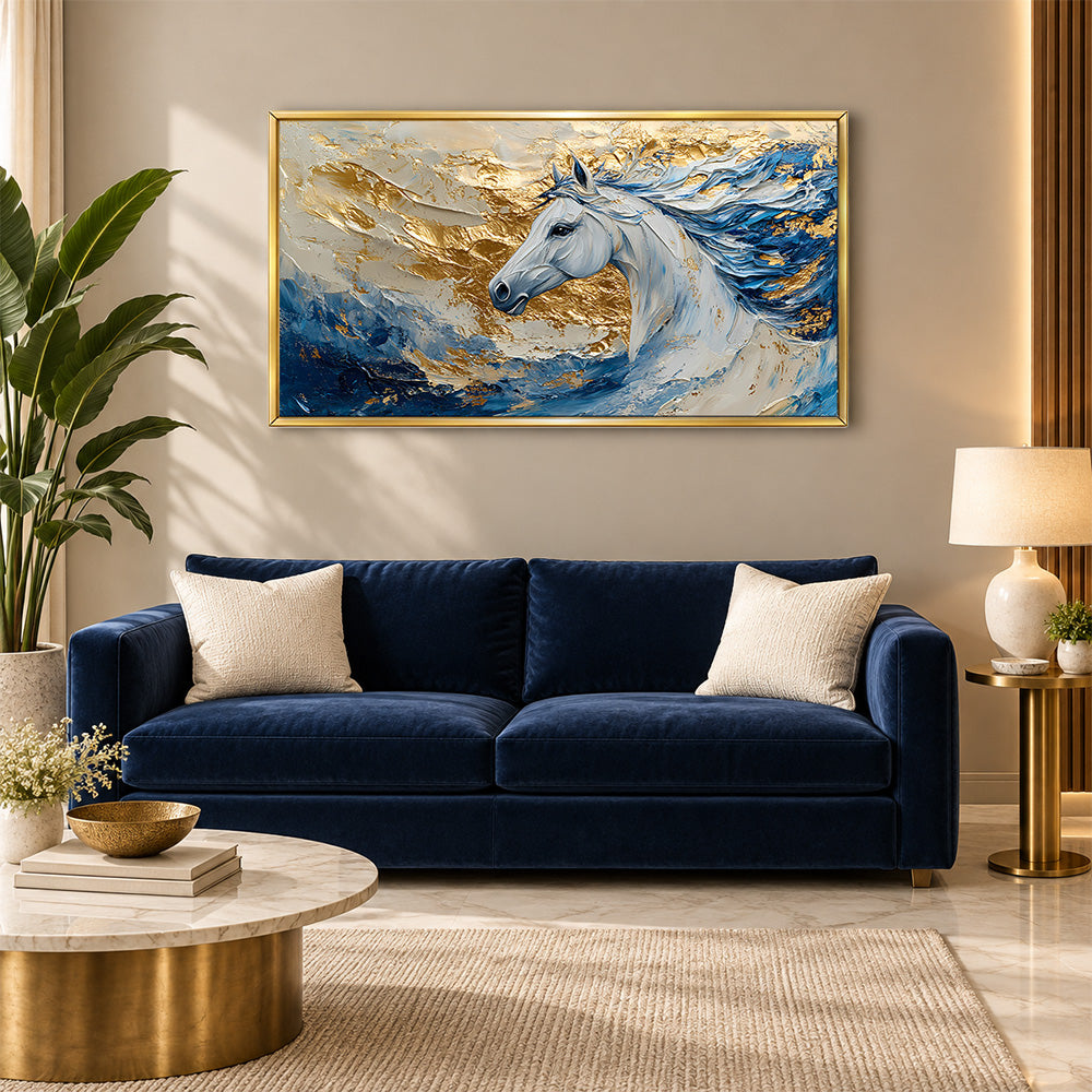 Majestic white horse canvas wall painting