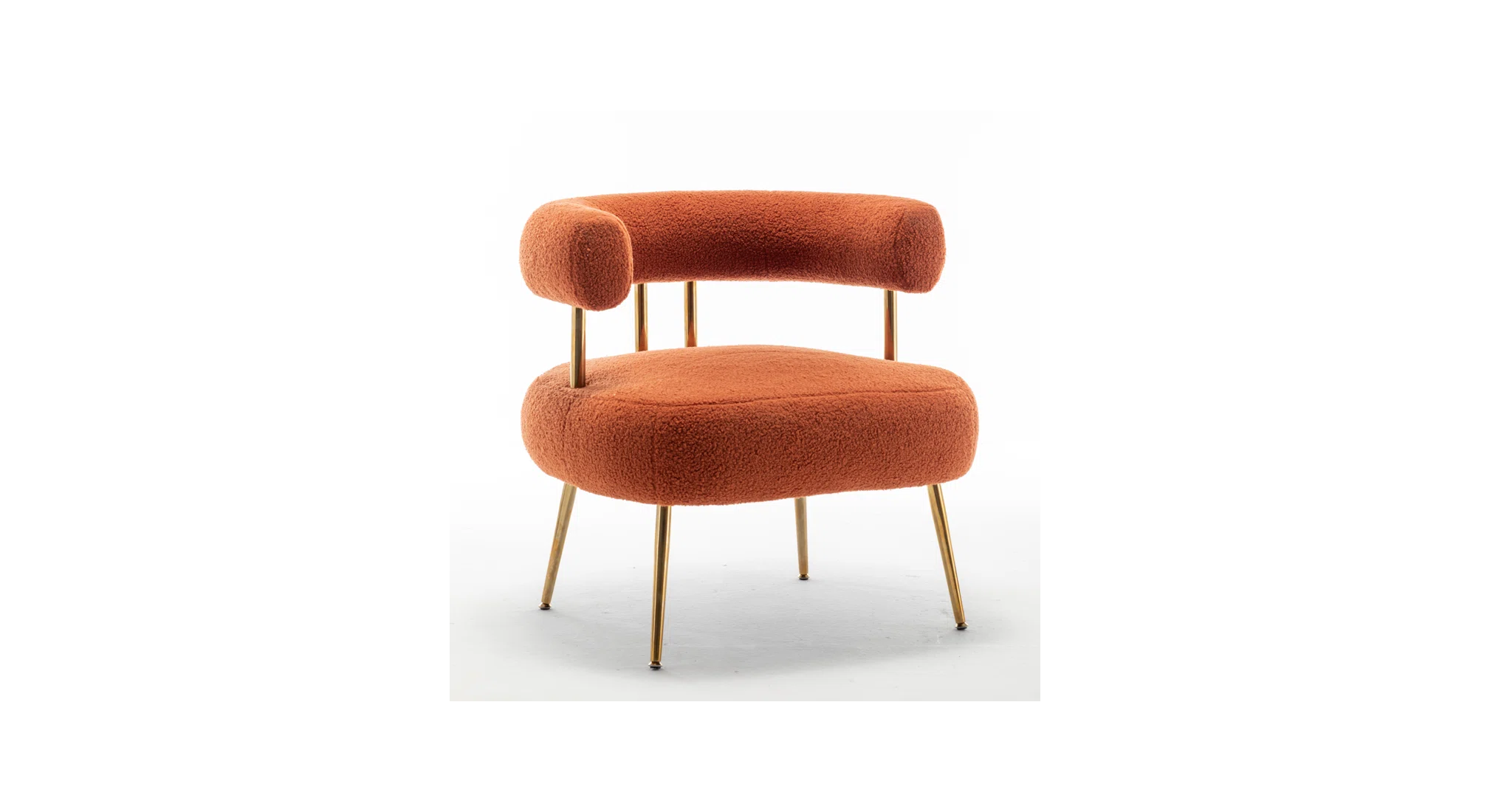 Bonnita Accent Chair Orange | Curved Fabric Accent Chair Burnt Orange