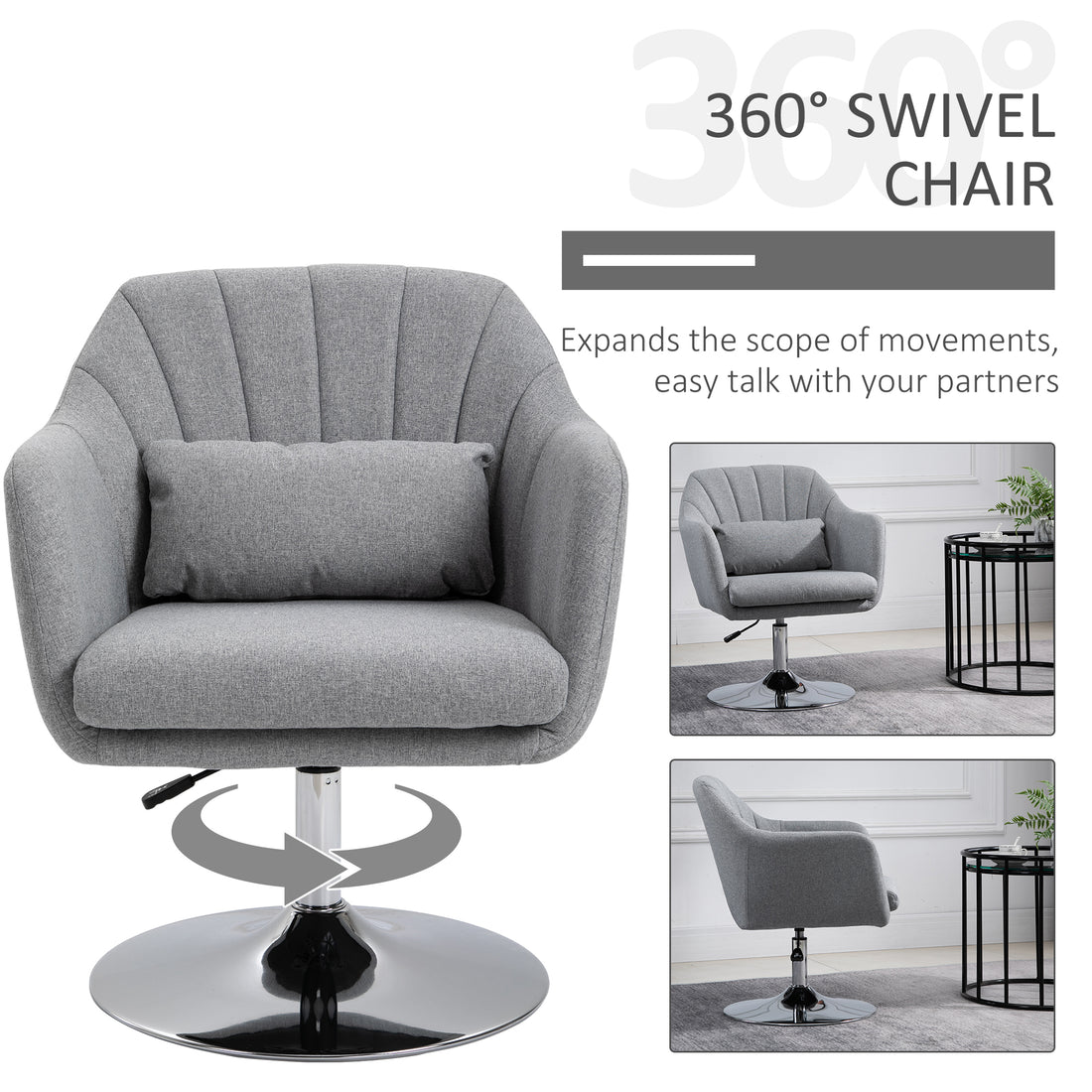Boyd Swiel Bar Stool/Chair - Light Grey