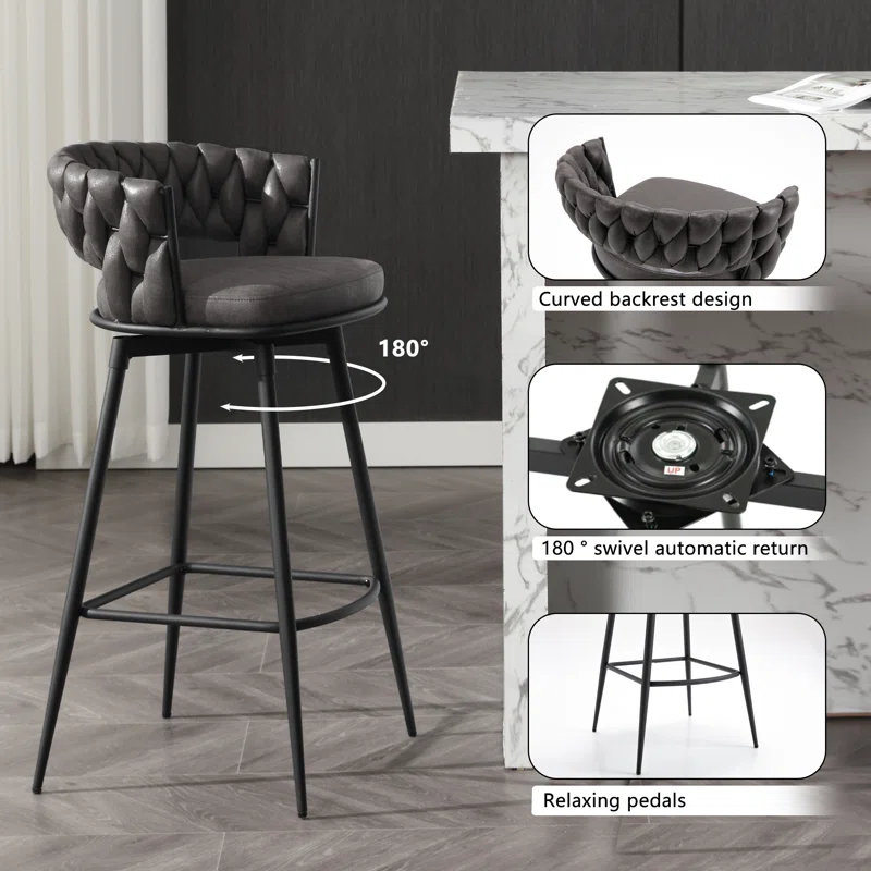 Presley Bar Stool - Charcoal Grey