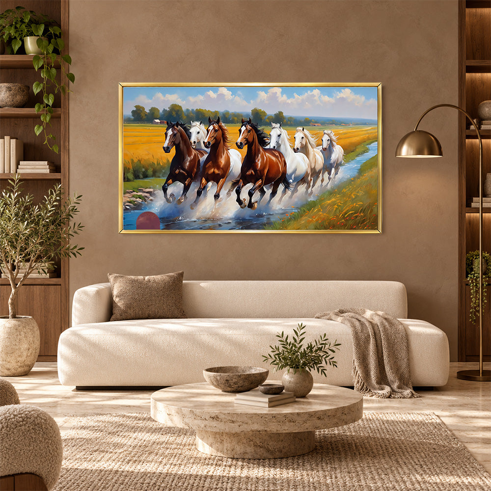Running horses landscape canvas wall painting