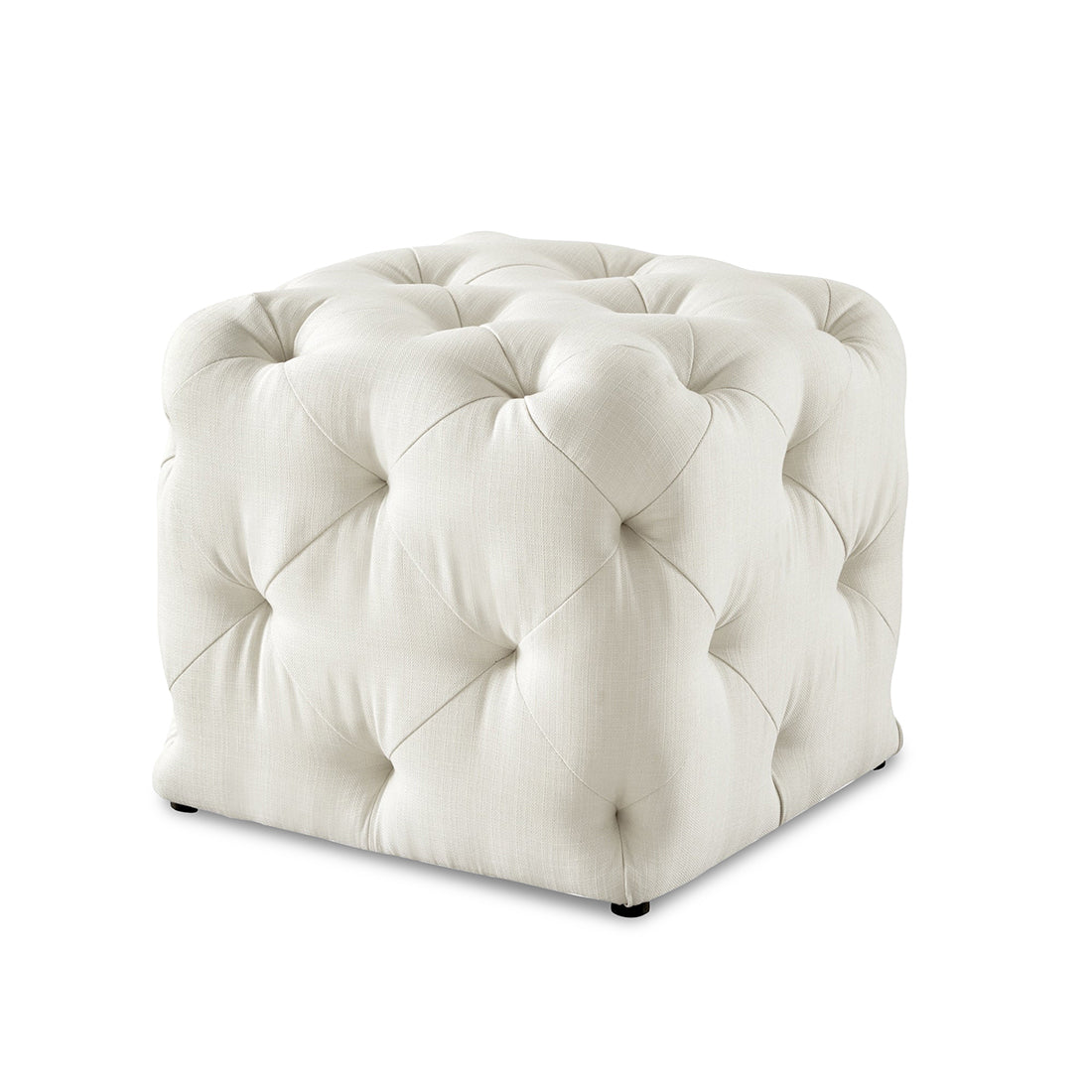 Square Tufted Velvet Ottaman/Poufee In White