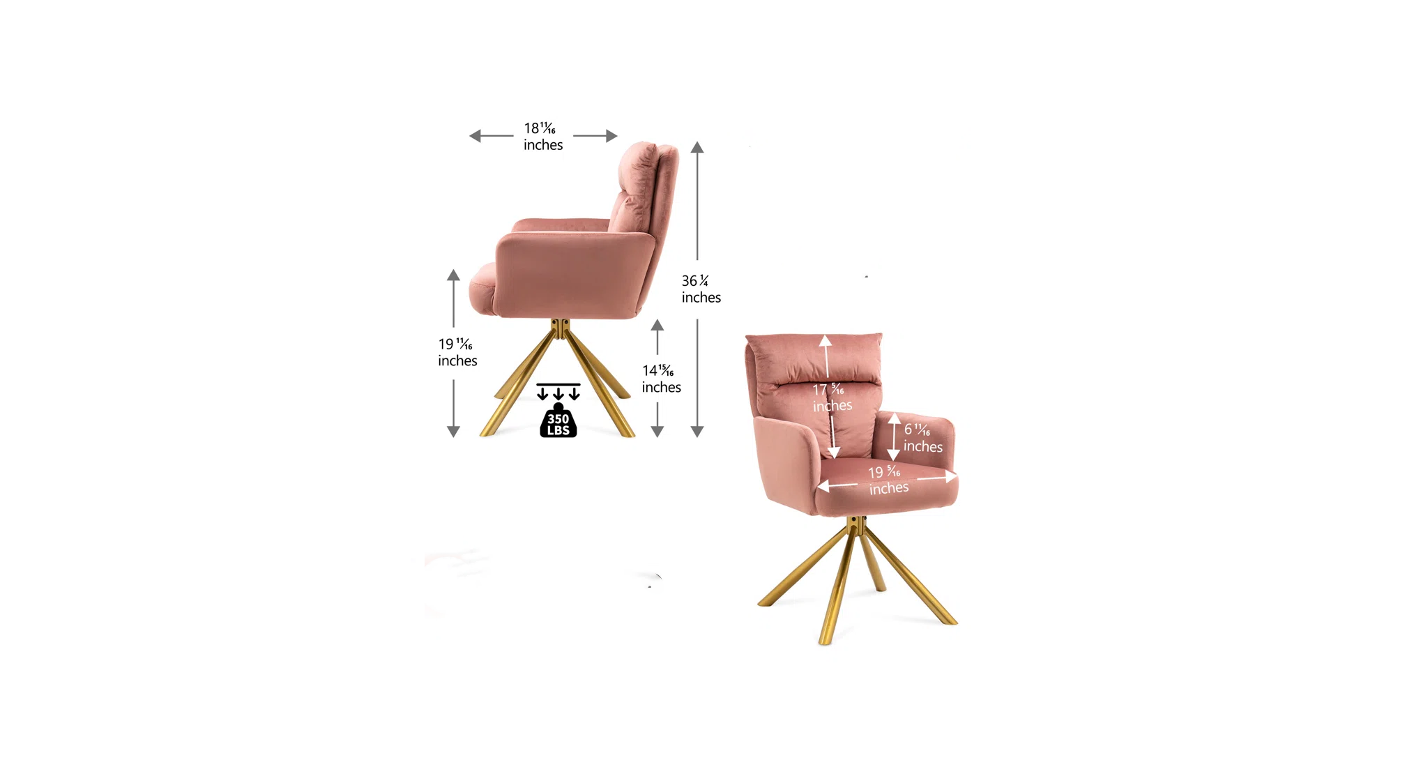 Gerlec Swivel Chair Pink | Modern Swivel Lounge Chair Dusty Pink