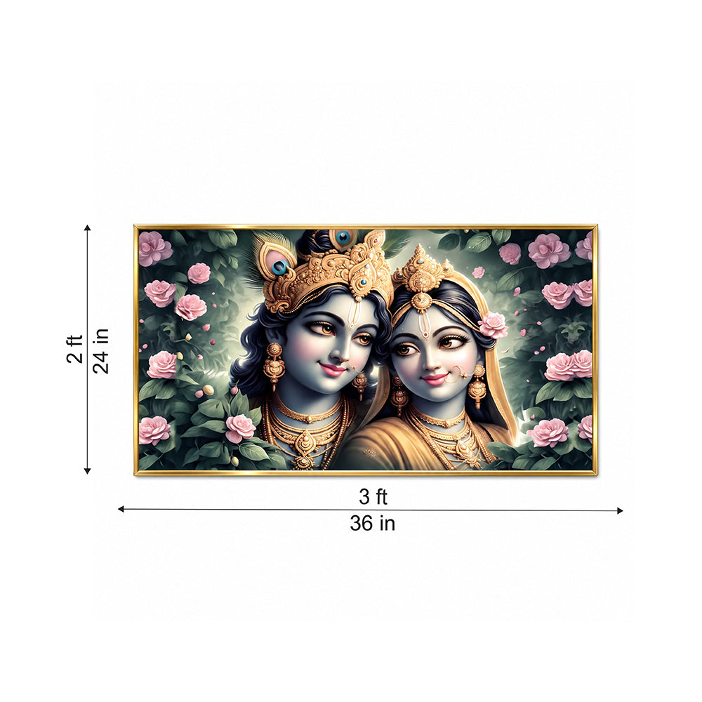 Shree Radha Krishna Divine Love Canvas Wall Painting