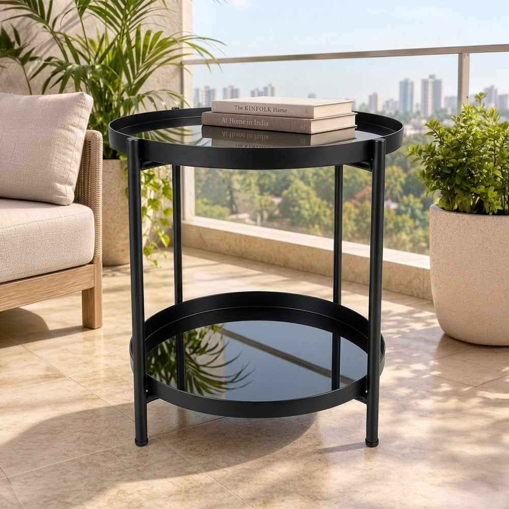 Modern Metal 2-Tier Round Side Table