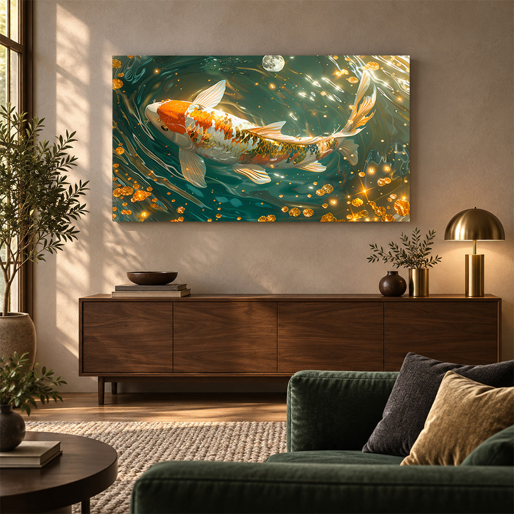 Koi Pond Canvas Wall Painting