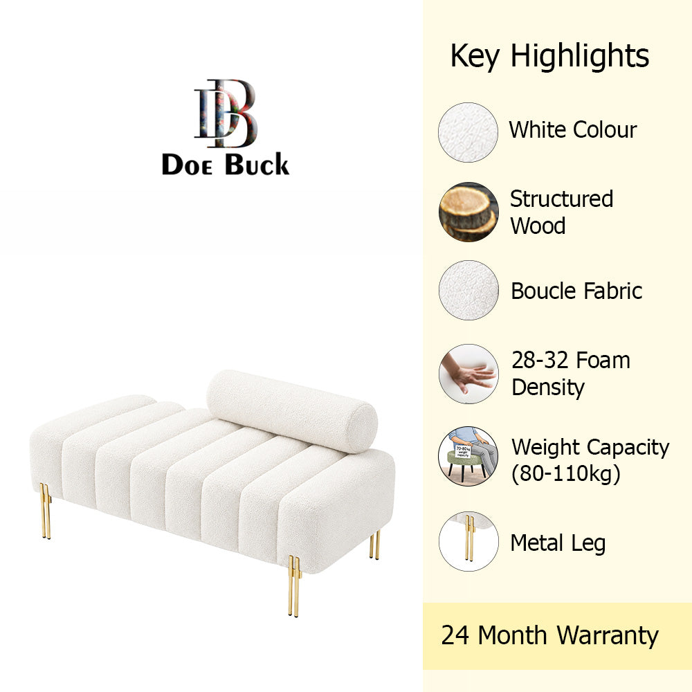 Doe Buck crest bench With Golden Legs|White