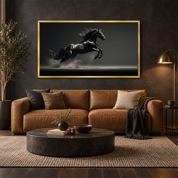 Black Running Horse Canvas Wall Painting