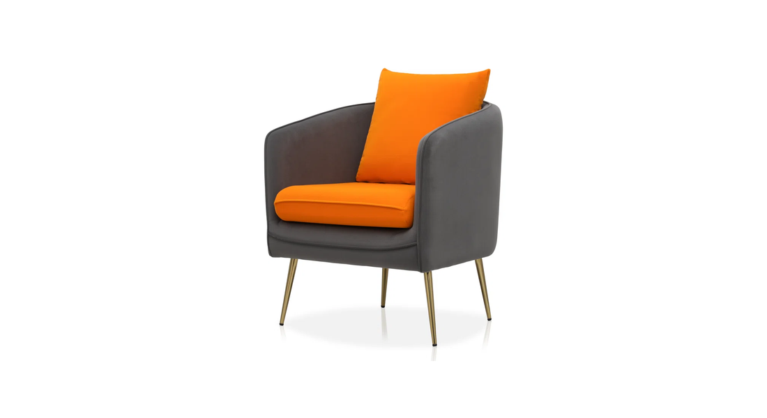 Lamb Accent Chair Grey Orange | Two Tone Accent Chair Grey Orange