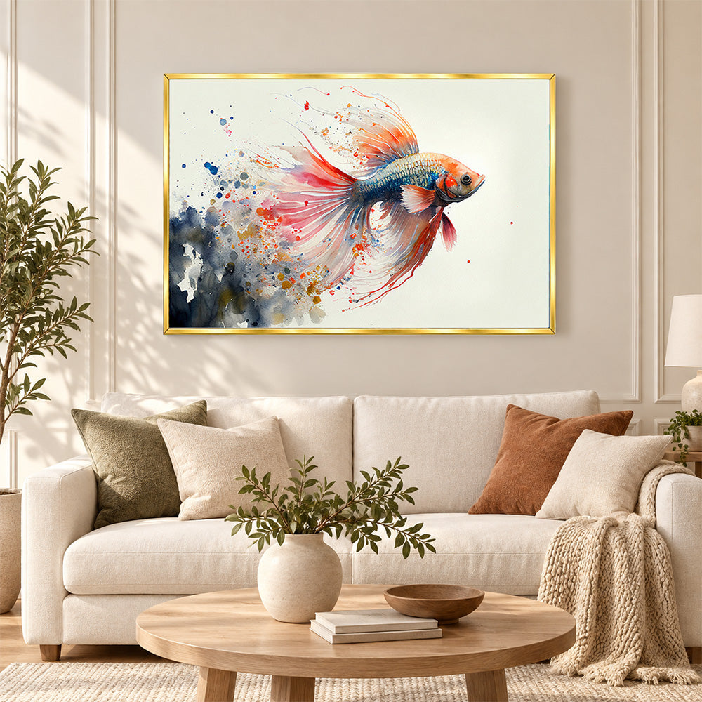 Koi fish watercolour canvas wall painting