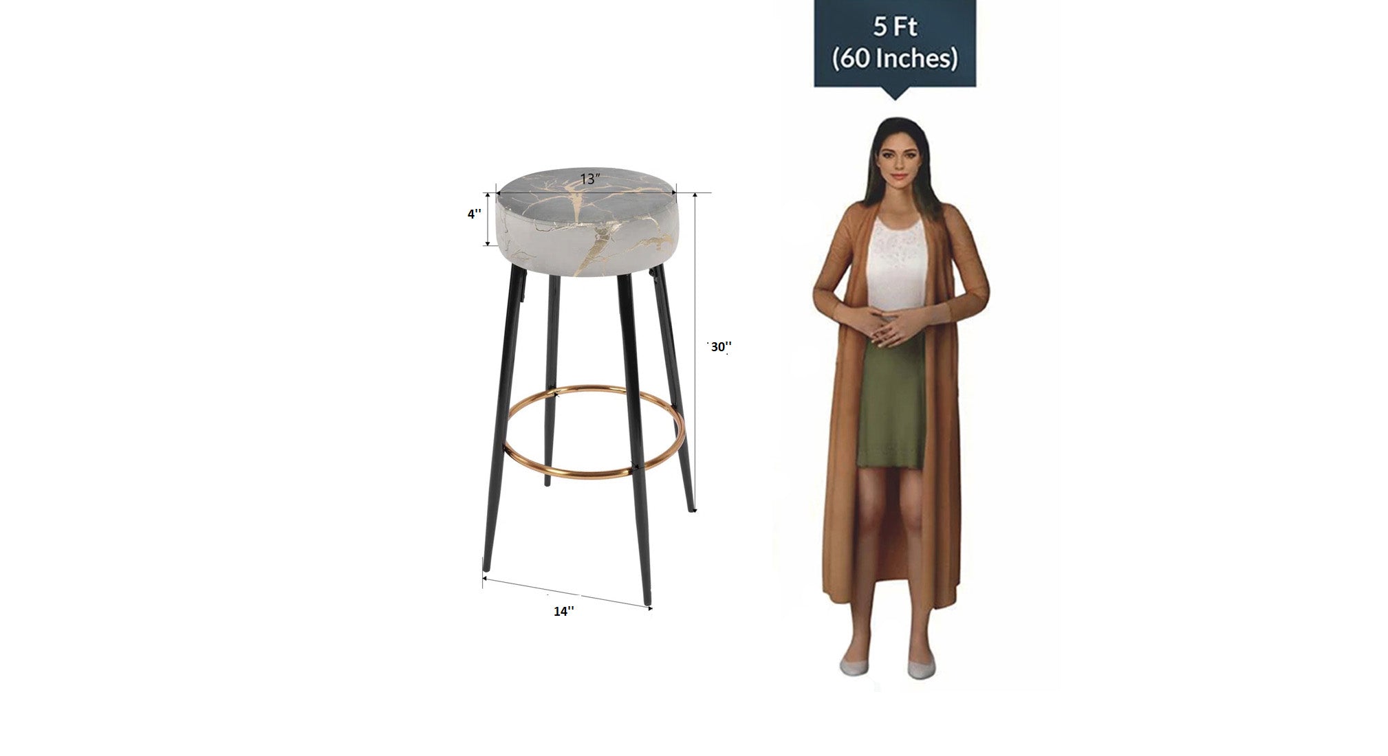 Nahman Bar Stool - Grey