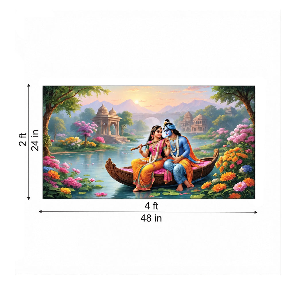 3D Style Radha Krishna Divine Canvas Wall Art