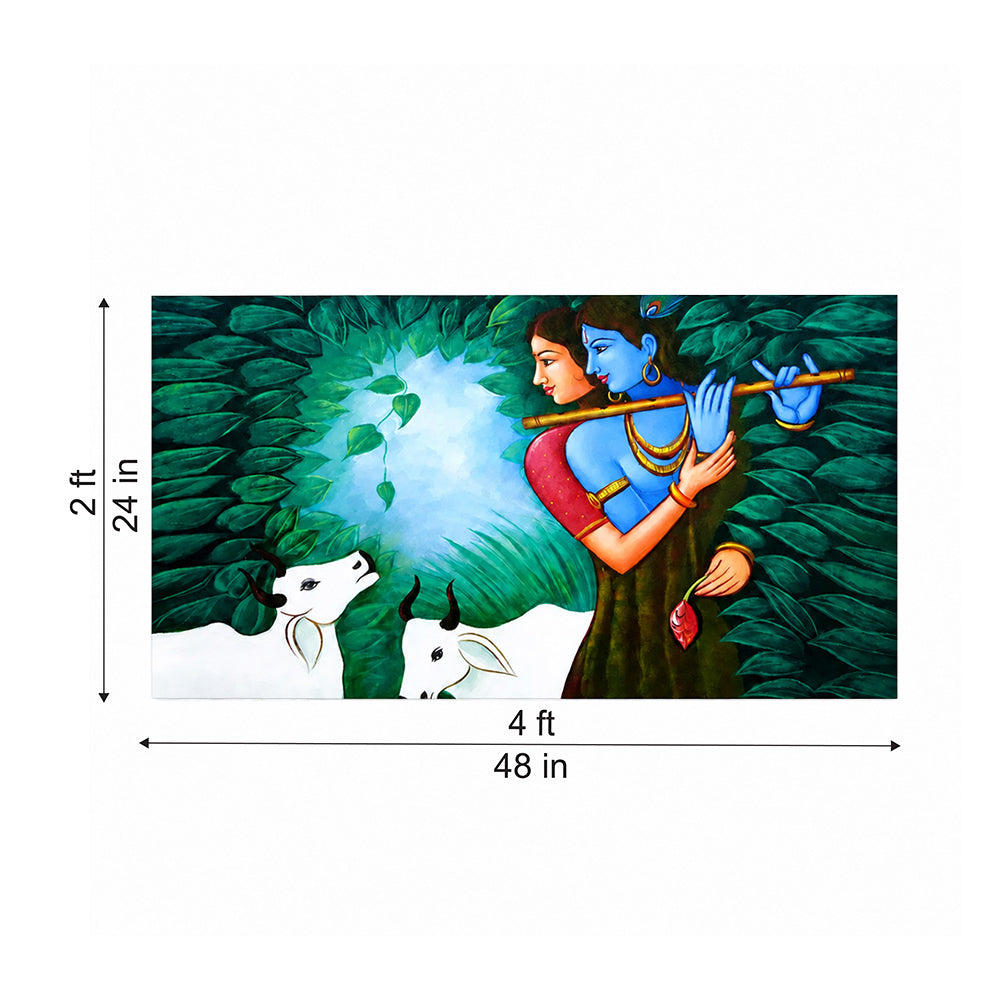 Radha Krishna in Forest Canvas Wall Painting