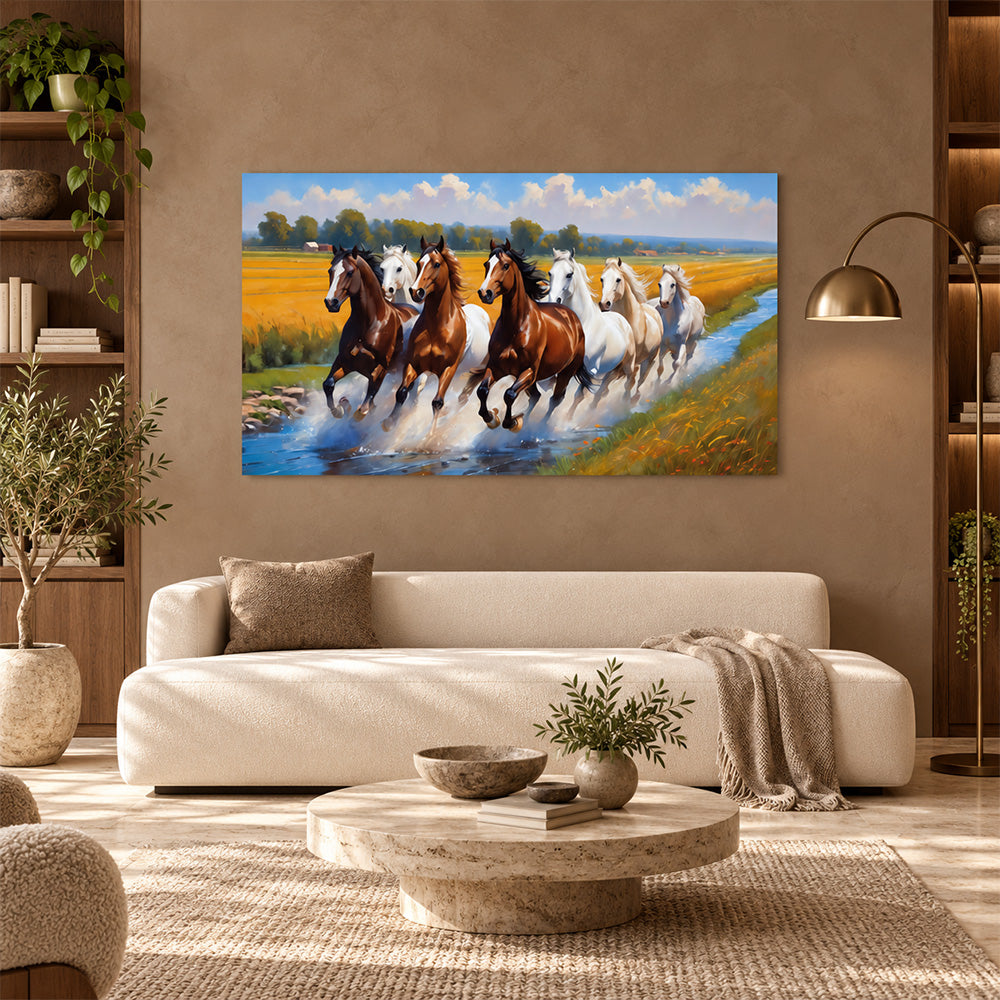 Running Horses Landscape Canvas Wall Painting