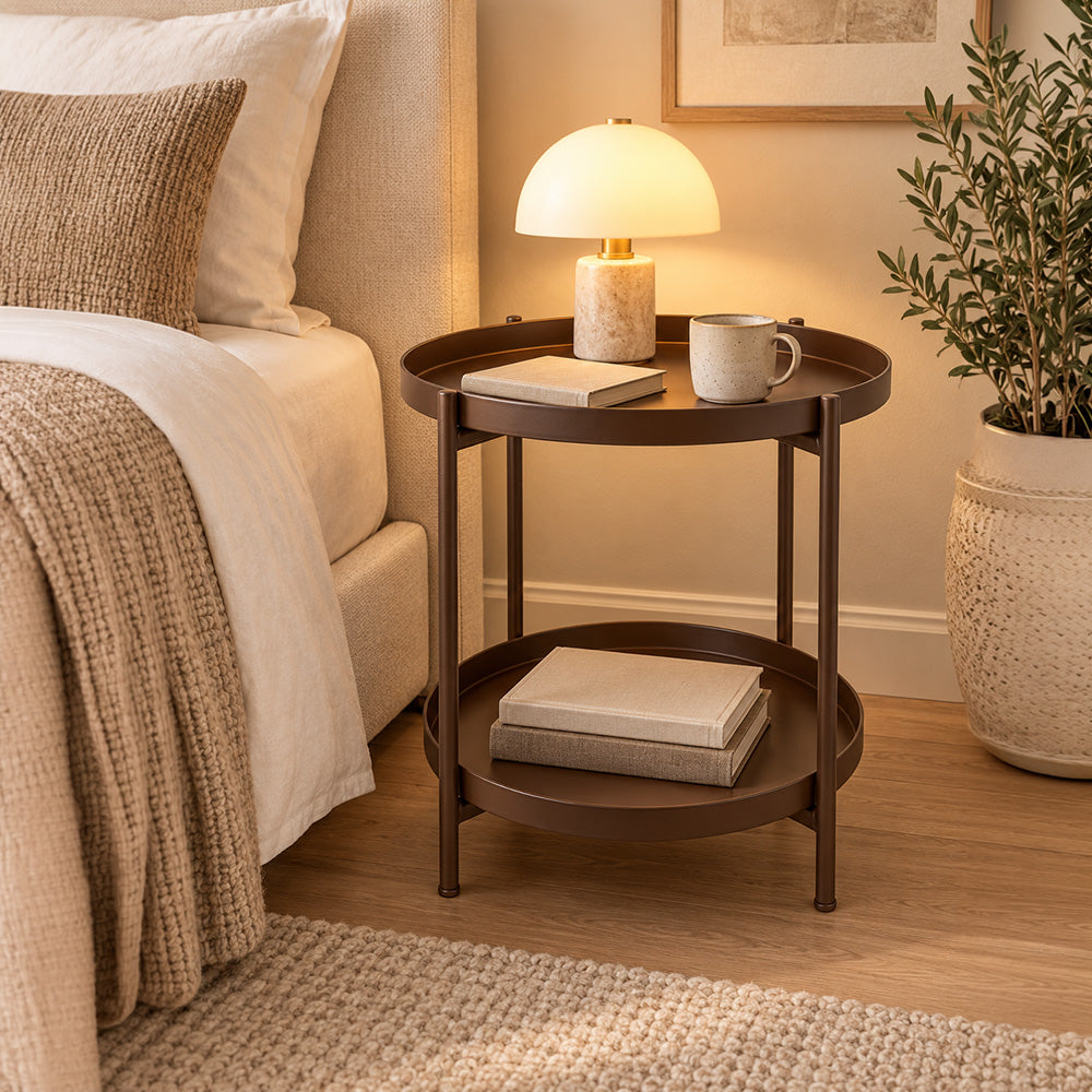 Modern Metal 2-Tier Round Side Table