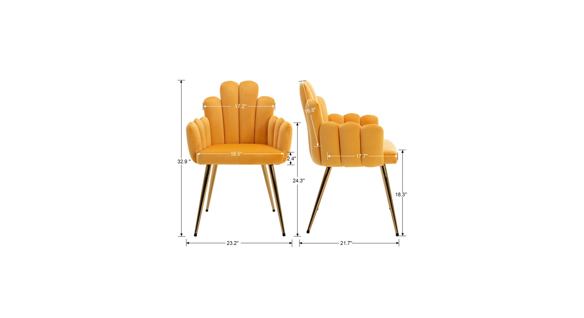Trent Accent Chair Yellow | Modern Fabric Accent Chair Golden Yellow