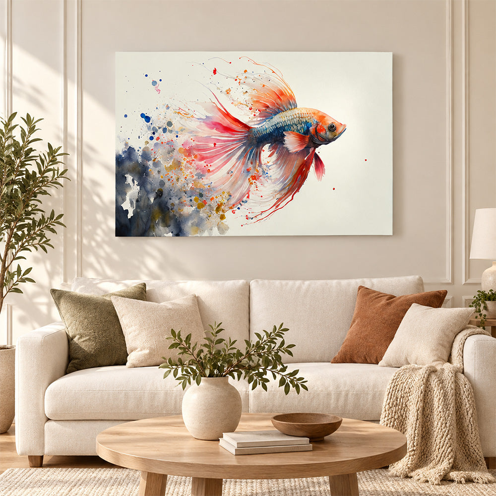 Koi Fish Watercolour Canvas Wall Painting
