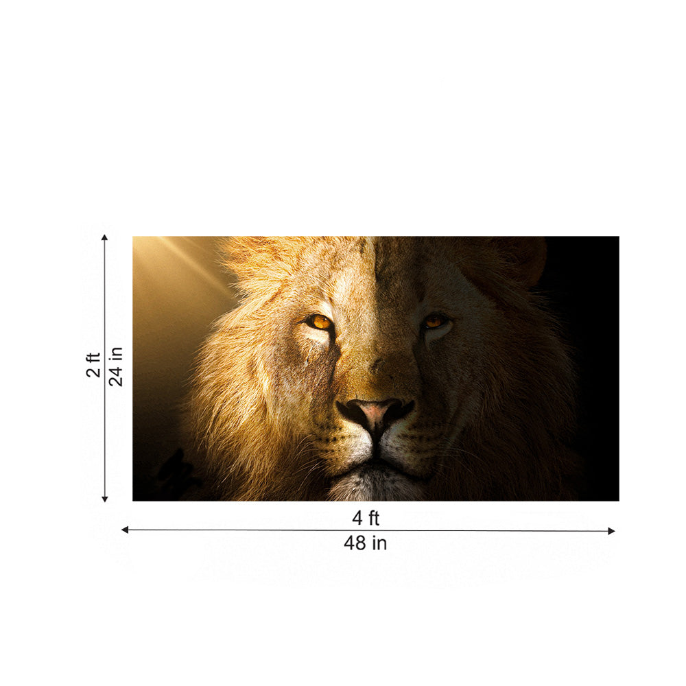 Golden Lion Face Canvas Wall Painting