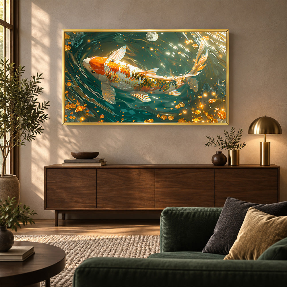 Koi pond canvas wall painting