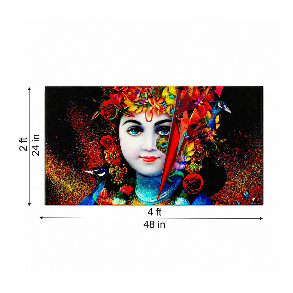 Lord Krishna with Peacock Spiritual Canvas Wall Painting