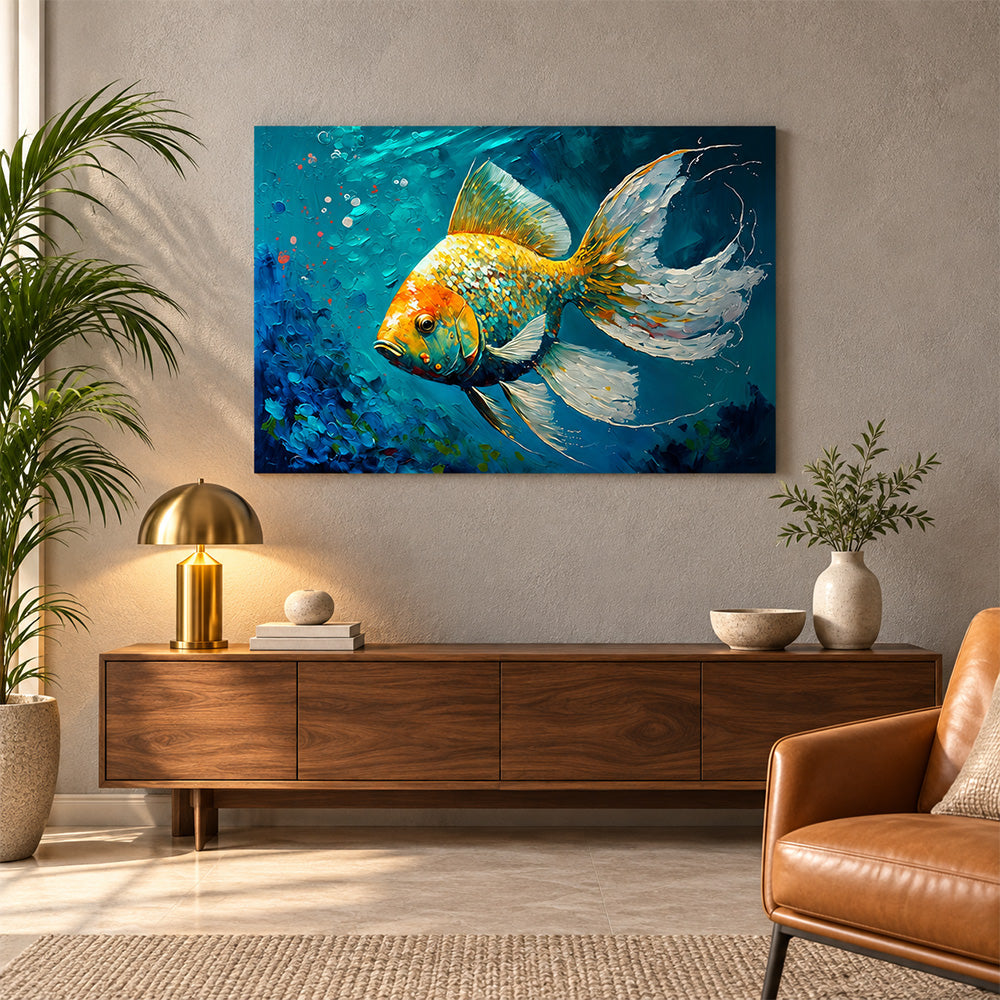 Sea Turtle Underwater Canvas Wall Painting