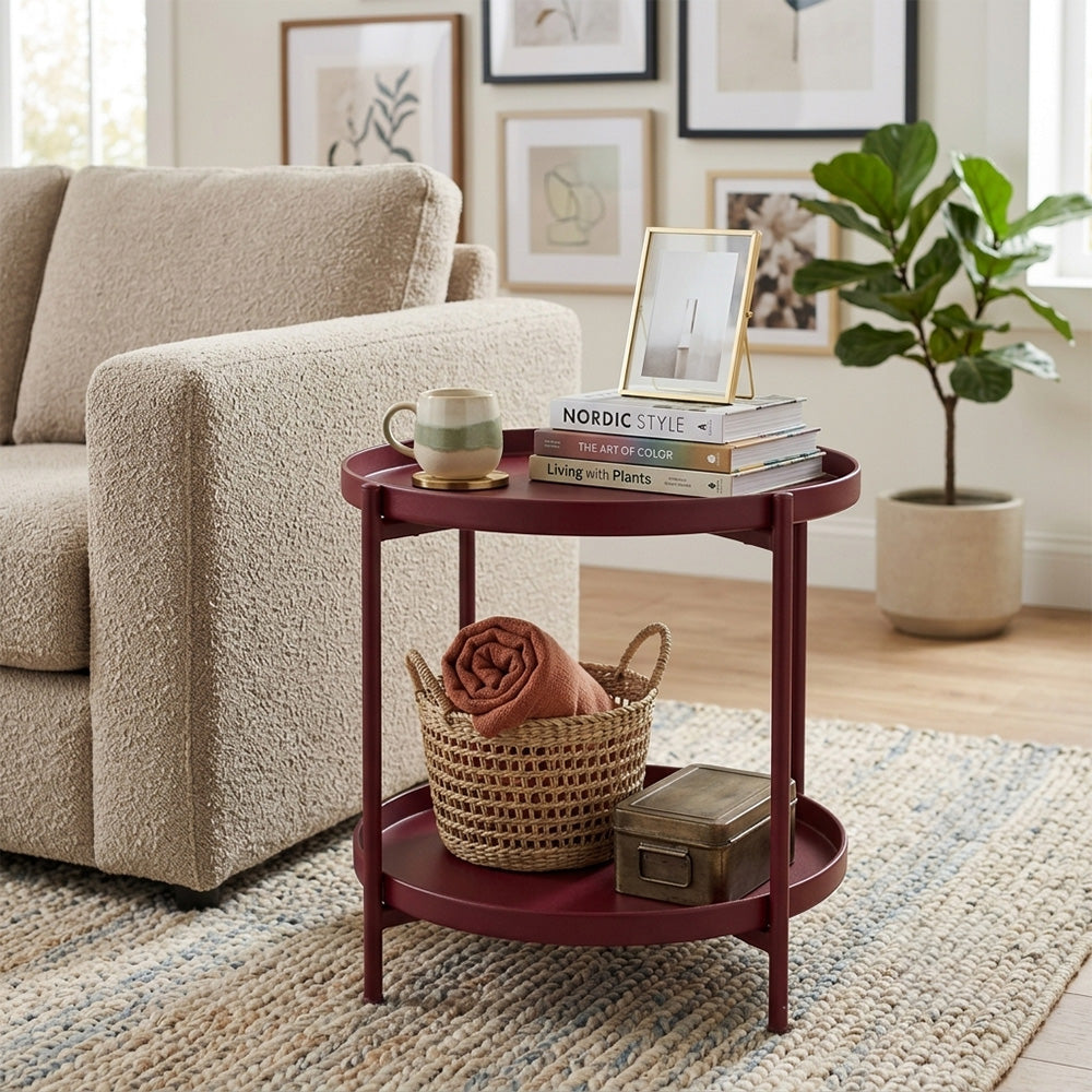 Modern Metal 2-Tier Round Side Table