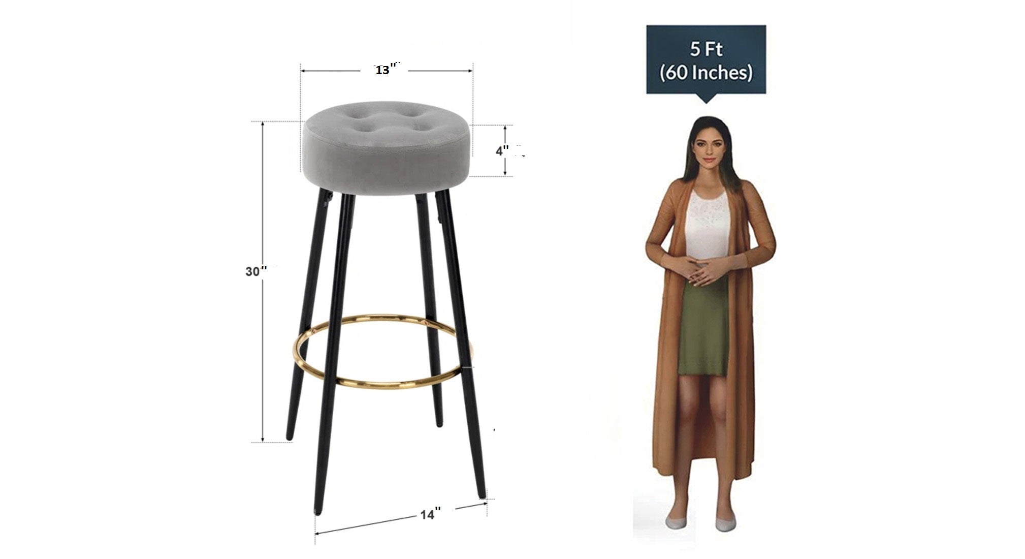 Ceazar Counter Stool - Grey
