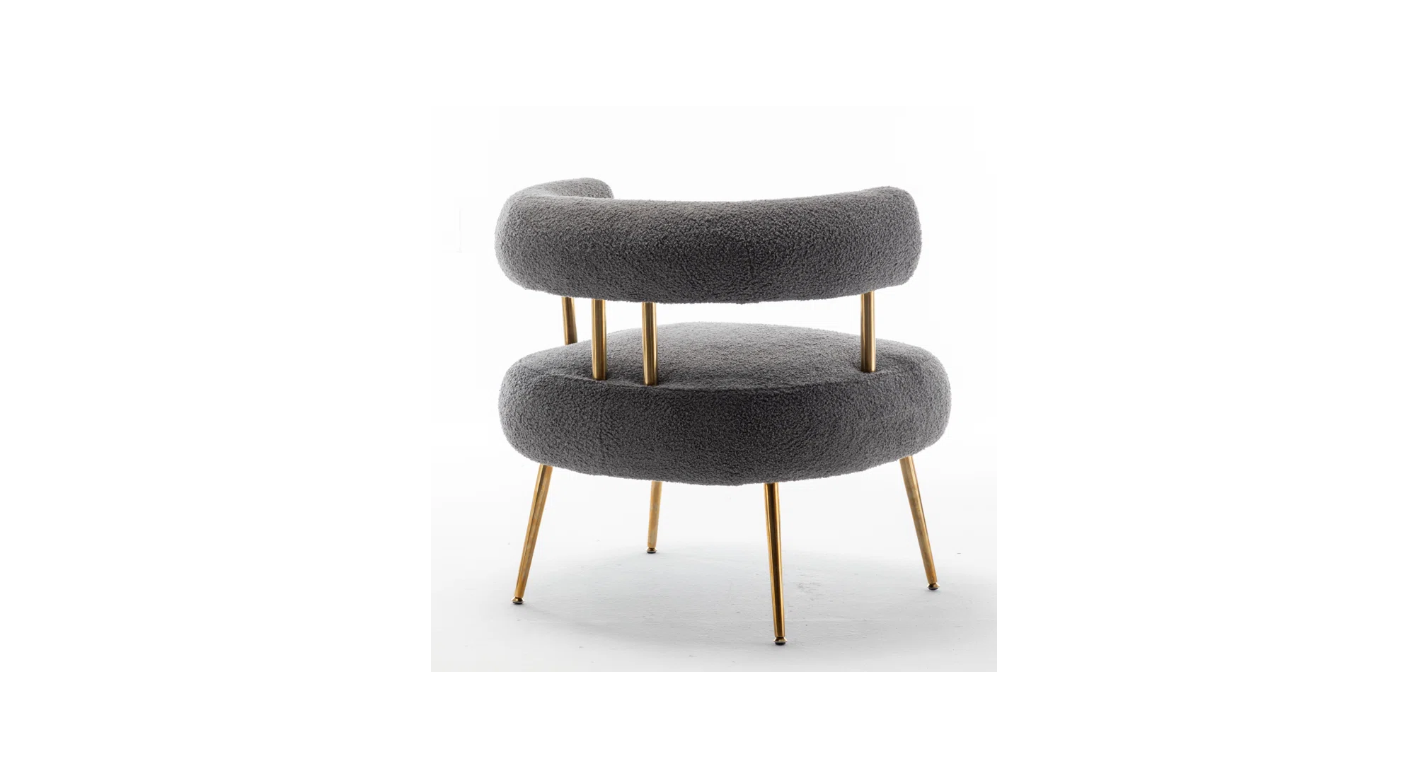 Bonnita Accent Chair Grey | Curved Fabric Accent Chair Stone Grey