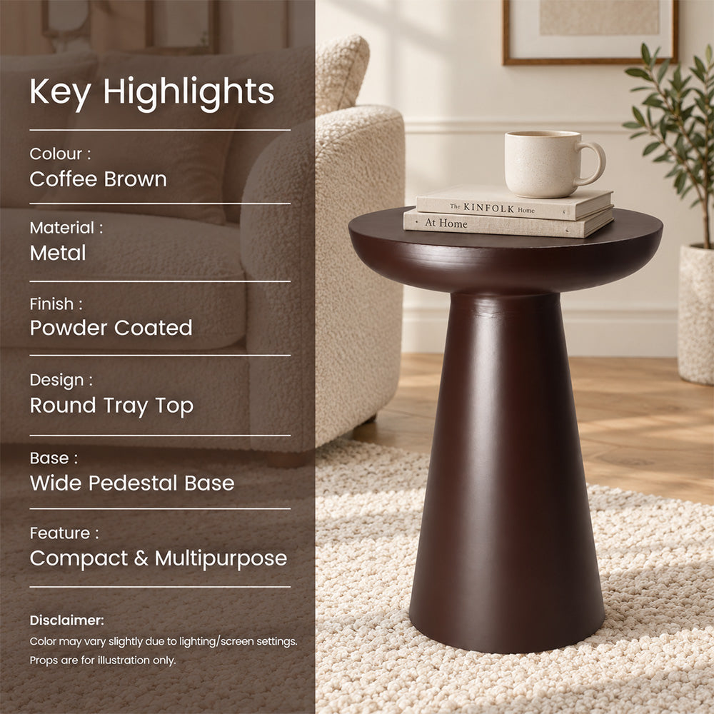 Modern Metal Round Pedestal Side Table
