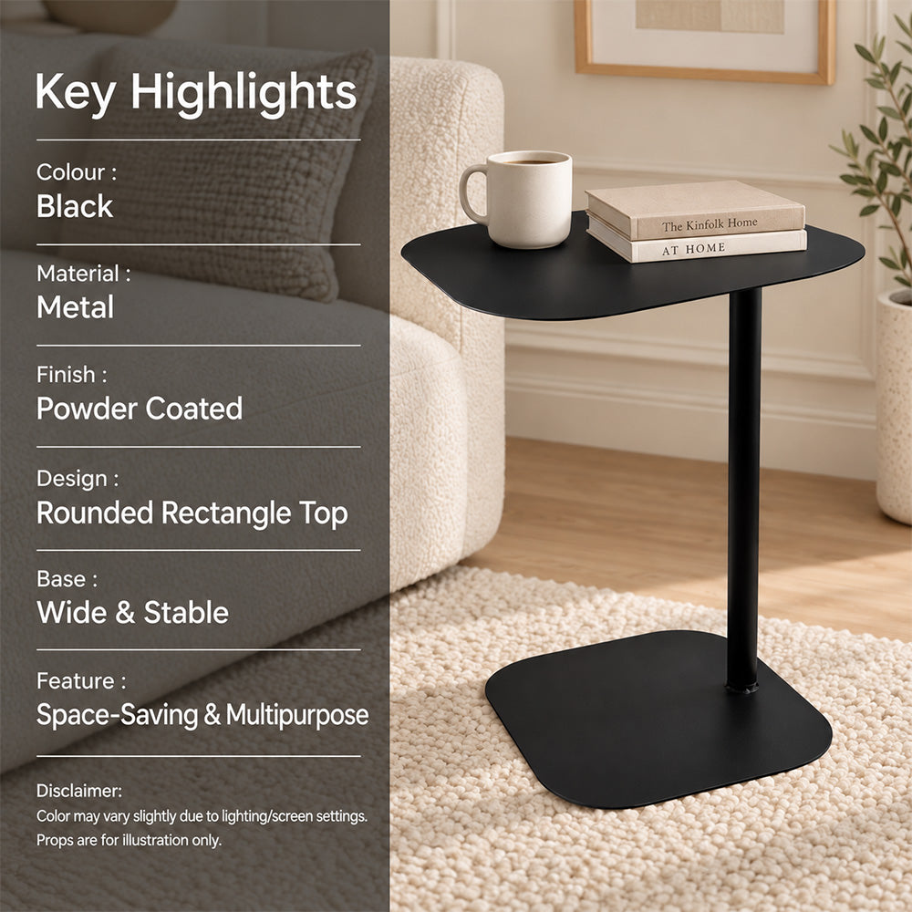 Modern Metal C-Shaped Side Table with Square Top