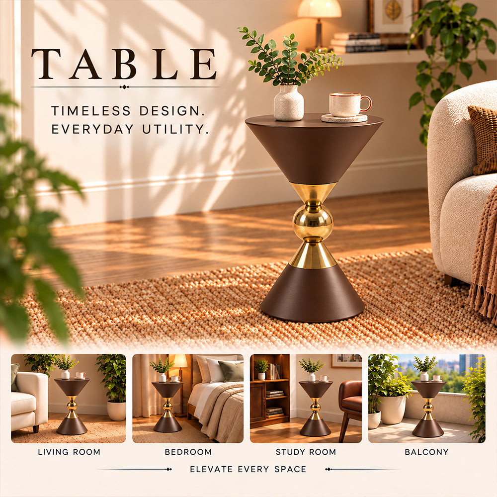 Modern Metal Hourglass Pedestal Side Table